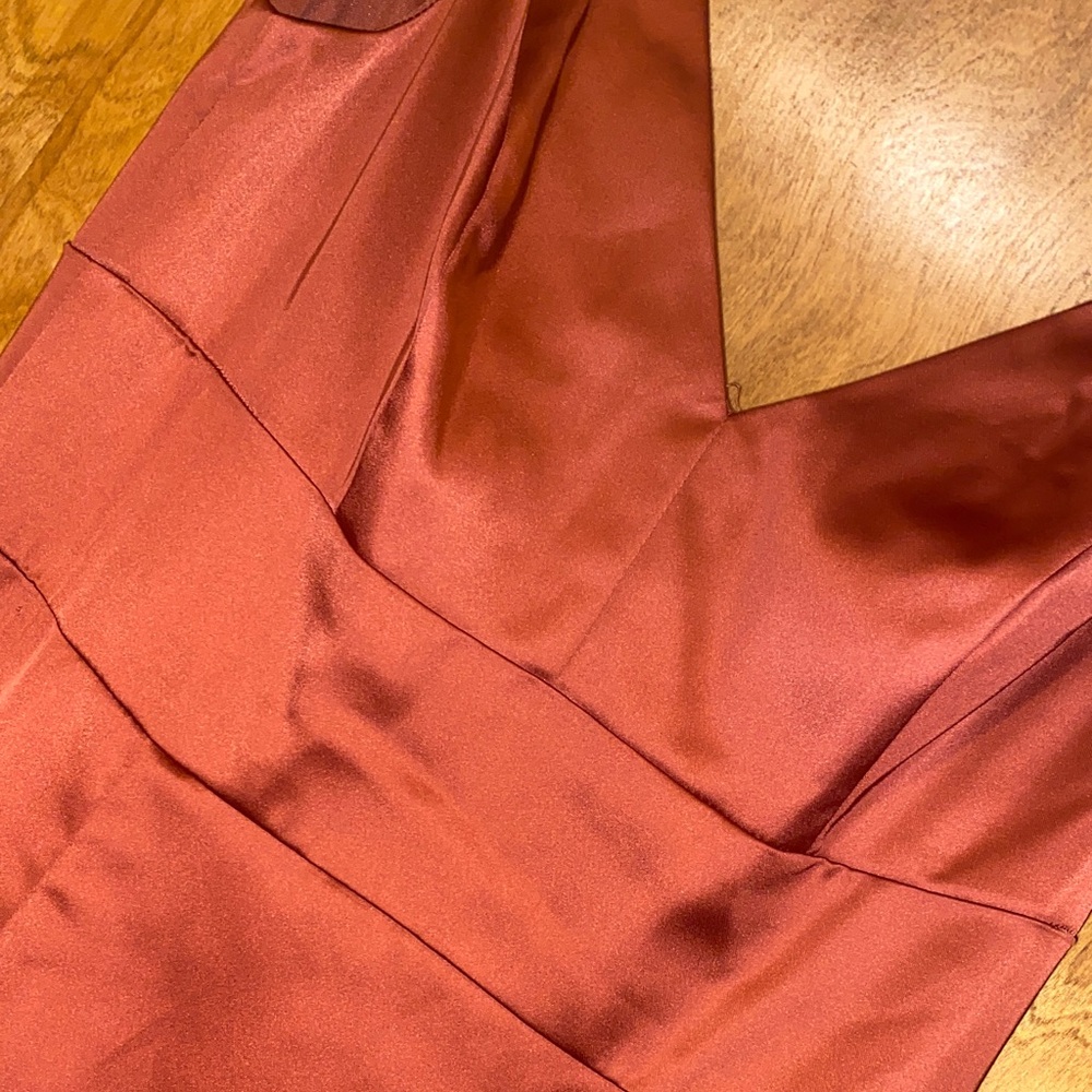 David's Bridal Rust Satin Maxi Dress - Picture 2 of 5